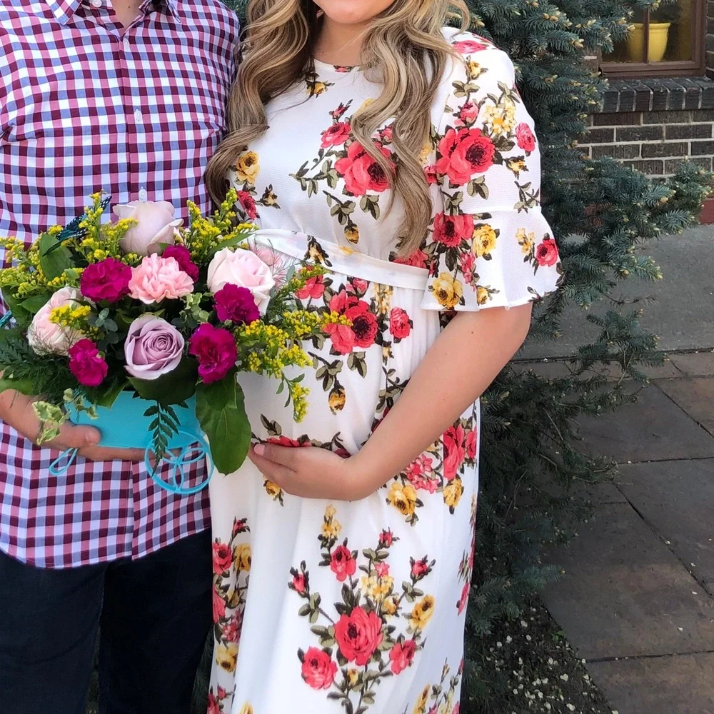 Polagram Floral Maxi Dress - White and Pink - Picture 10 of 10